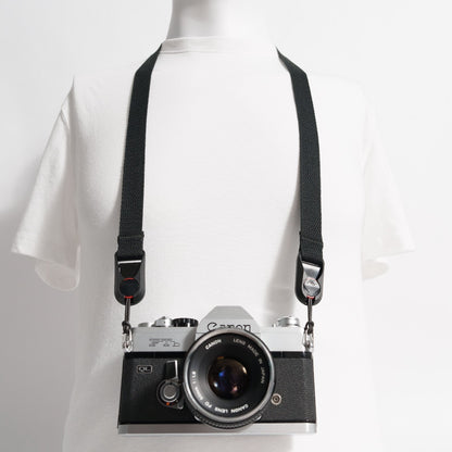 Black Cotton Canvas Camera Strap Combo, 42" Neck + Wrist Strap