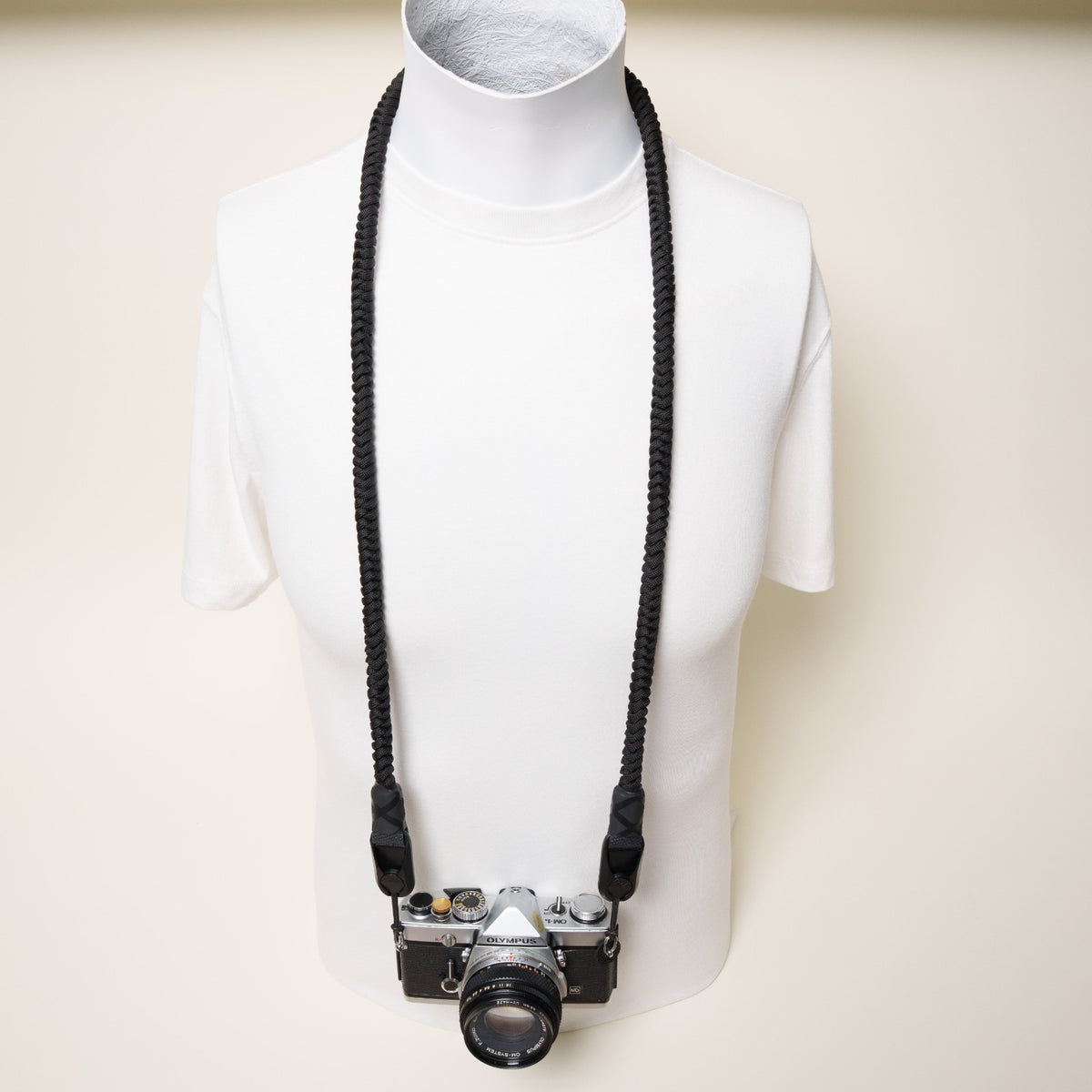 Black Braided Paracord Camera Strap, Neck 44" or Wrist + Peak Design Anchors