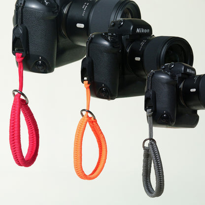 Braided Nylon Rope Camera Wrist Strap 14", Red, Gray or Orange + Peak Design Anchor