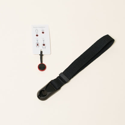 Black Cotton Canvas Camera Wrist Strap 16" + Peak Design Anchor