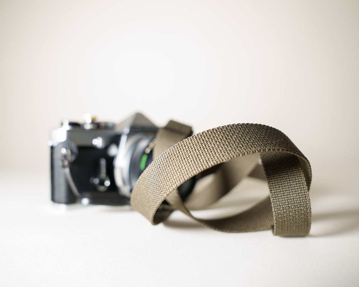 Olive Green Nylon Camera Strap 40" x 3/4" + Peak Design Anchors
