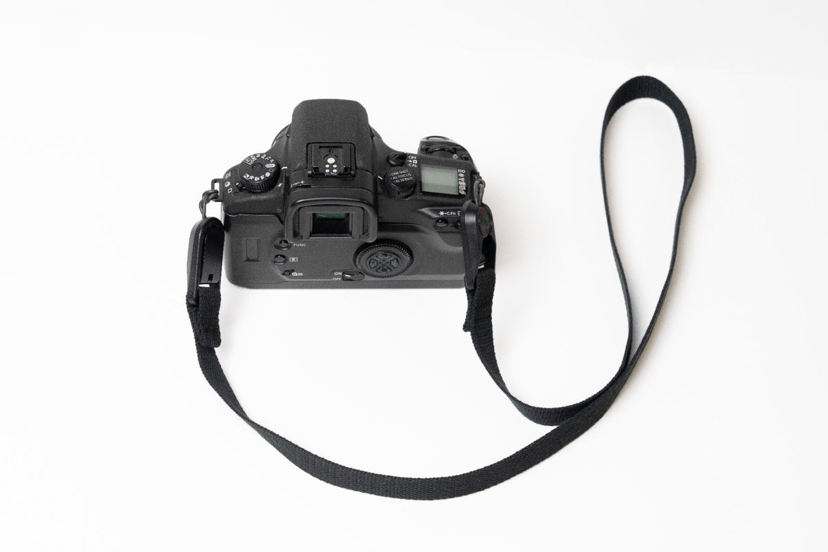 Black Cotton Canvas Camera Strap Combo, 42" Neck + Wrist Strap