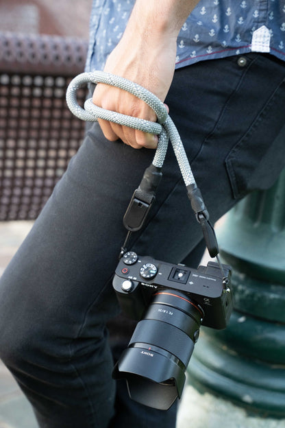 Grey Climbing Rope Camera Strap 42", Neck or Wrist + Peak Design Anchors