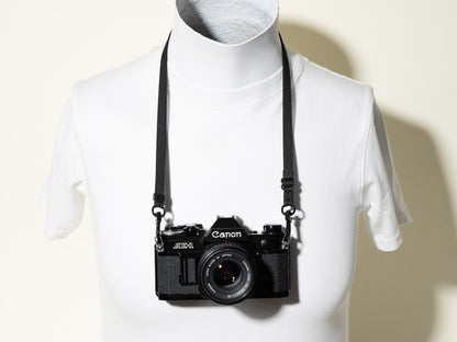 Slim Black Street Camera Strap, Adjustable 32-50", Swivel Clasp Quick Release