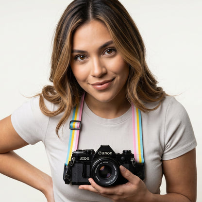 Kids Size Rainbow Camera Strap, Adjustable 22-38" + Peak Design Anchors