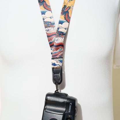 Japanese Print Camera Lanyard, Great Wave, Dragon or Anime, 1" x 38" + Peak Design Anchor