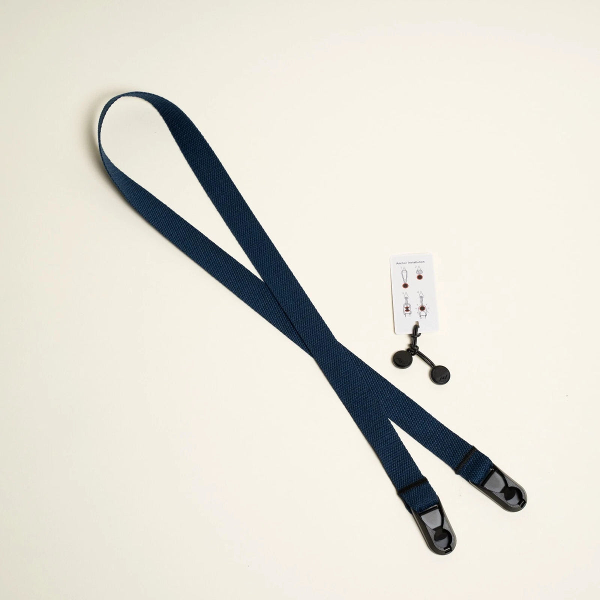 Navy Blue Cotton Camera Strap 42" x 1" + Peak Design Anchors