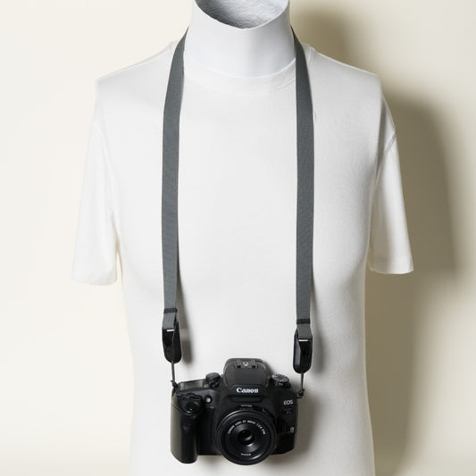 Grey Slim Minimalist Camera Neck Strap 42" x 3/4" + Peak Design Anchors