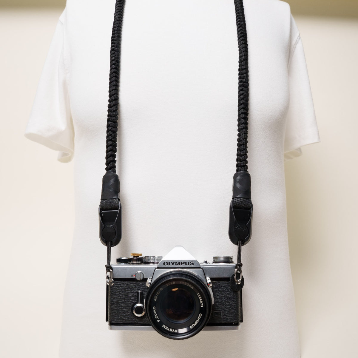 Black Braided Paracord Camera Strap, Neck 44" or Wrist + Peak Design Anchors