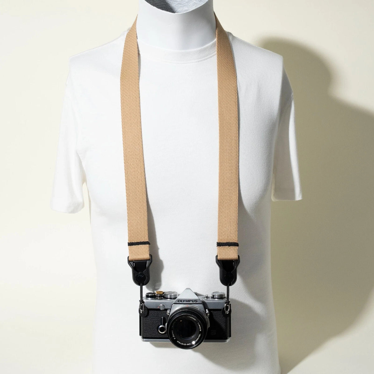 Tan Khaki Heavy Duty Cotton Camera Strap 40" x 1.25" + Peak Design Anchors
