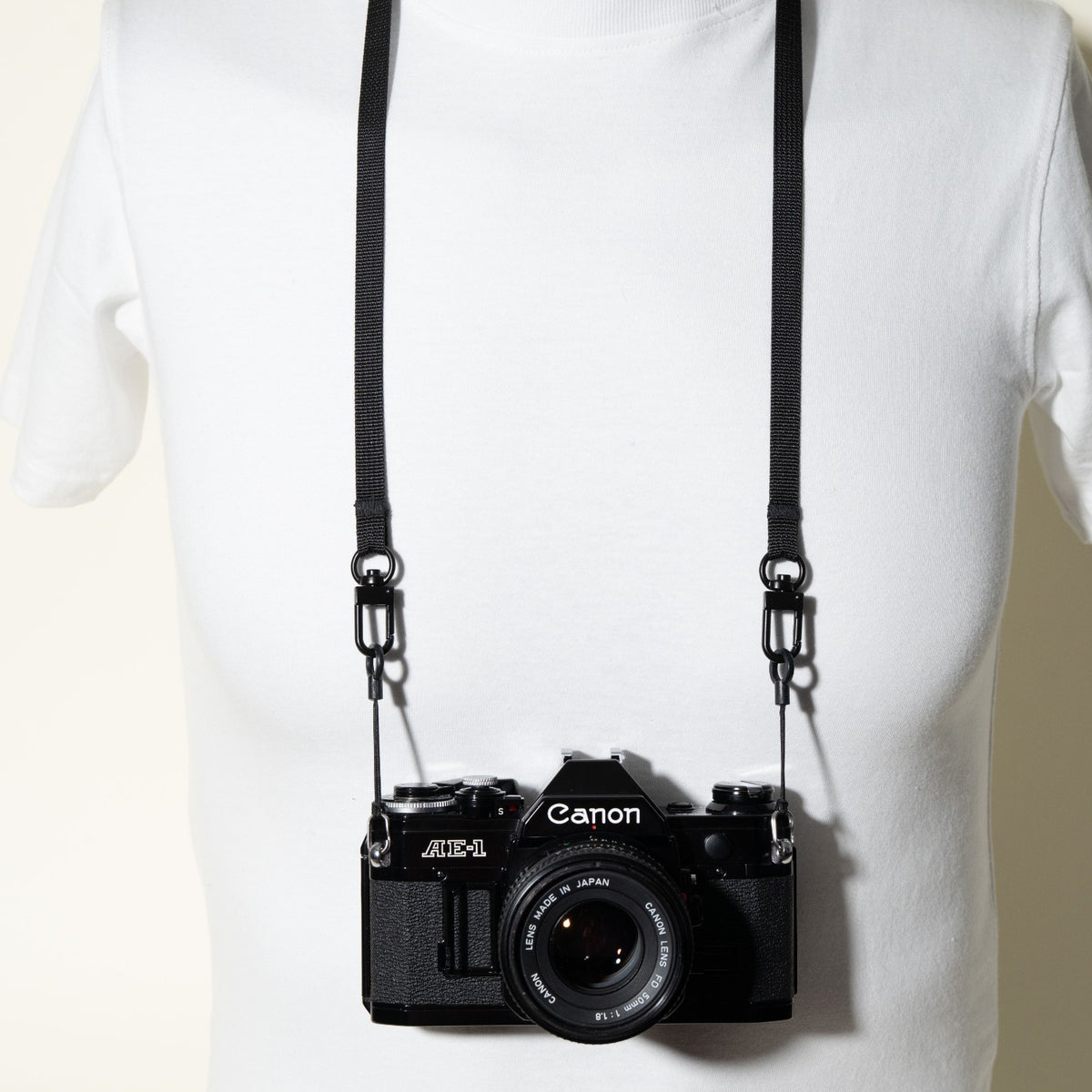 Slim Black Nylon Camera Neck Strap 32", Swivel Clasp Quick Release