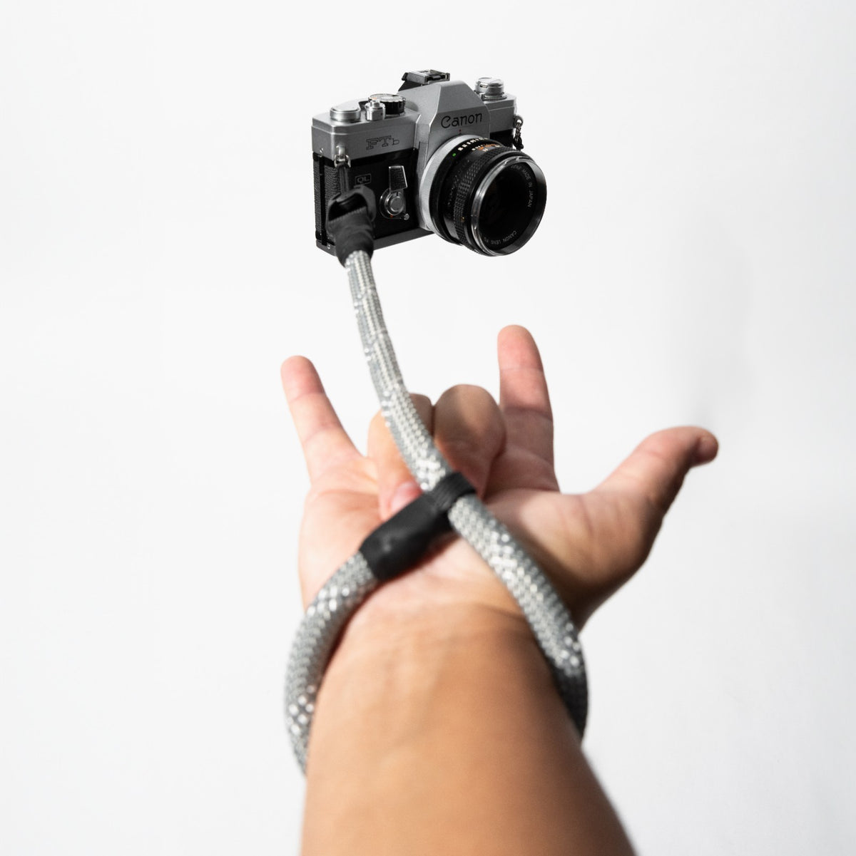 Grey Climbing Rope Camera Strap 42", Neck or Wrist + Peak Design Anchors