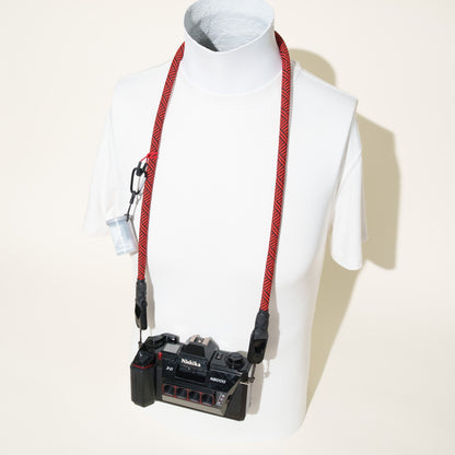 Red & Black Climbing Rope Camera Strap, Neck 40" or Wrist 14" + Peak Design Anchors