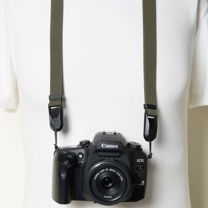 Army Green Dual Adjustable Camera Strap 30-52", Accessory Ring + Peak Design Anchors