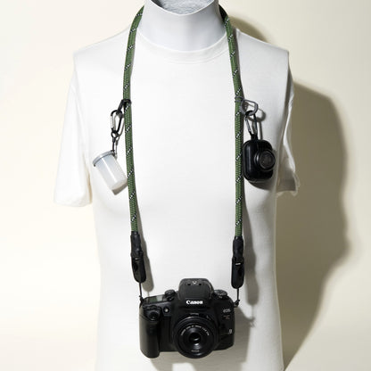 Green Climbing Rope Camera Strap 42" with Loop Mounts + Peak Design Anchors