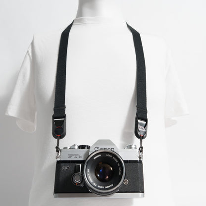 Black Cotton Canvas Camera Neck Strap, 40" x 3/4" + Peak Design Anchors