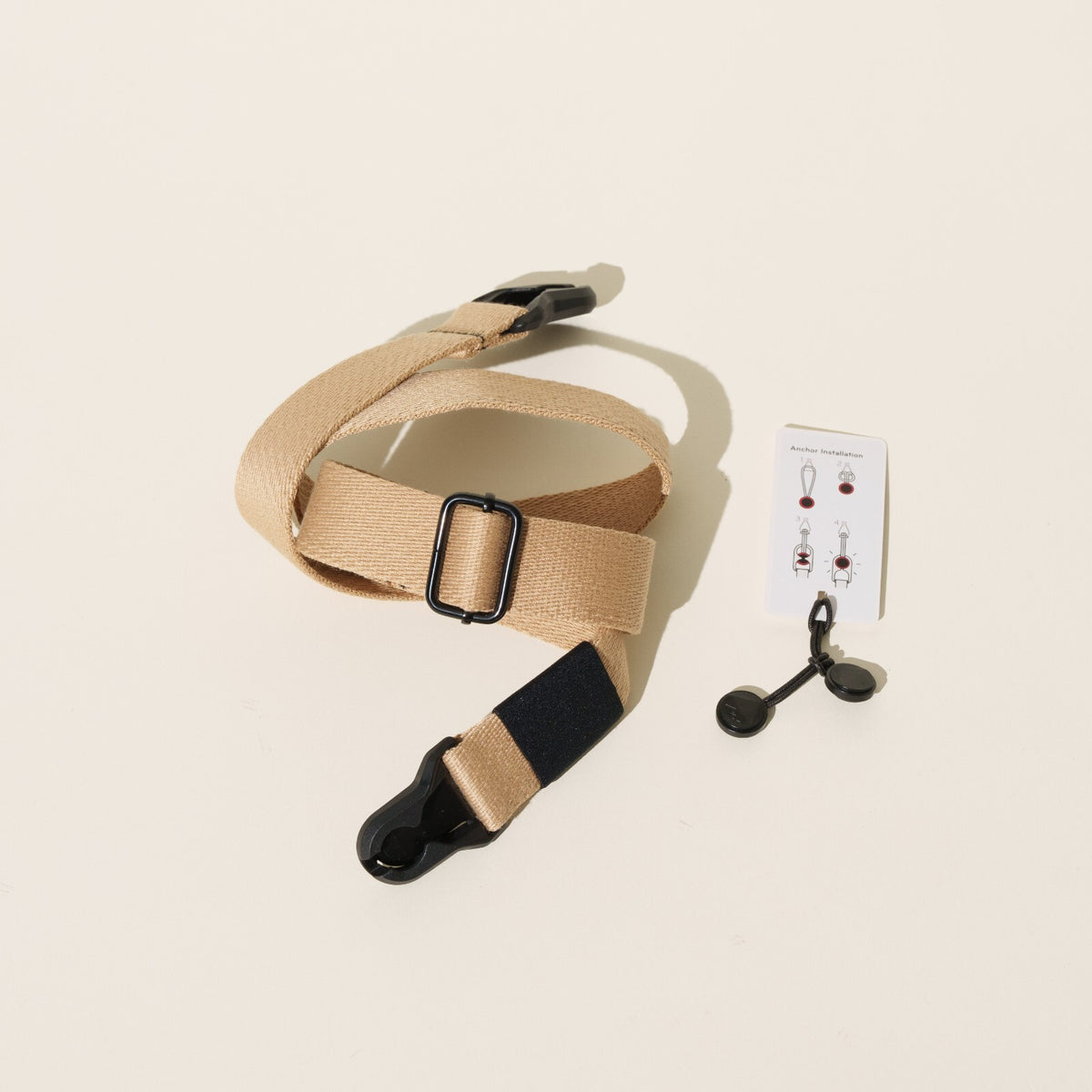 Khaki Tan Heavy Duty Cotton Camera Strap 1.25", Adjustable + Peak Design Anchors
