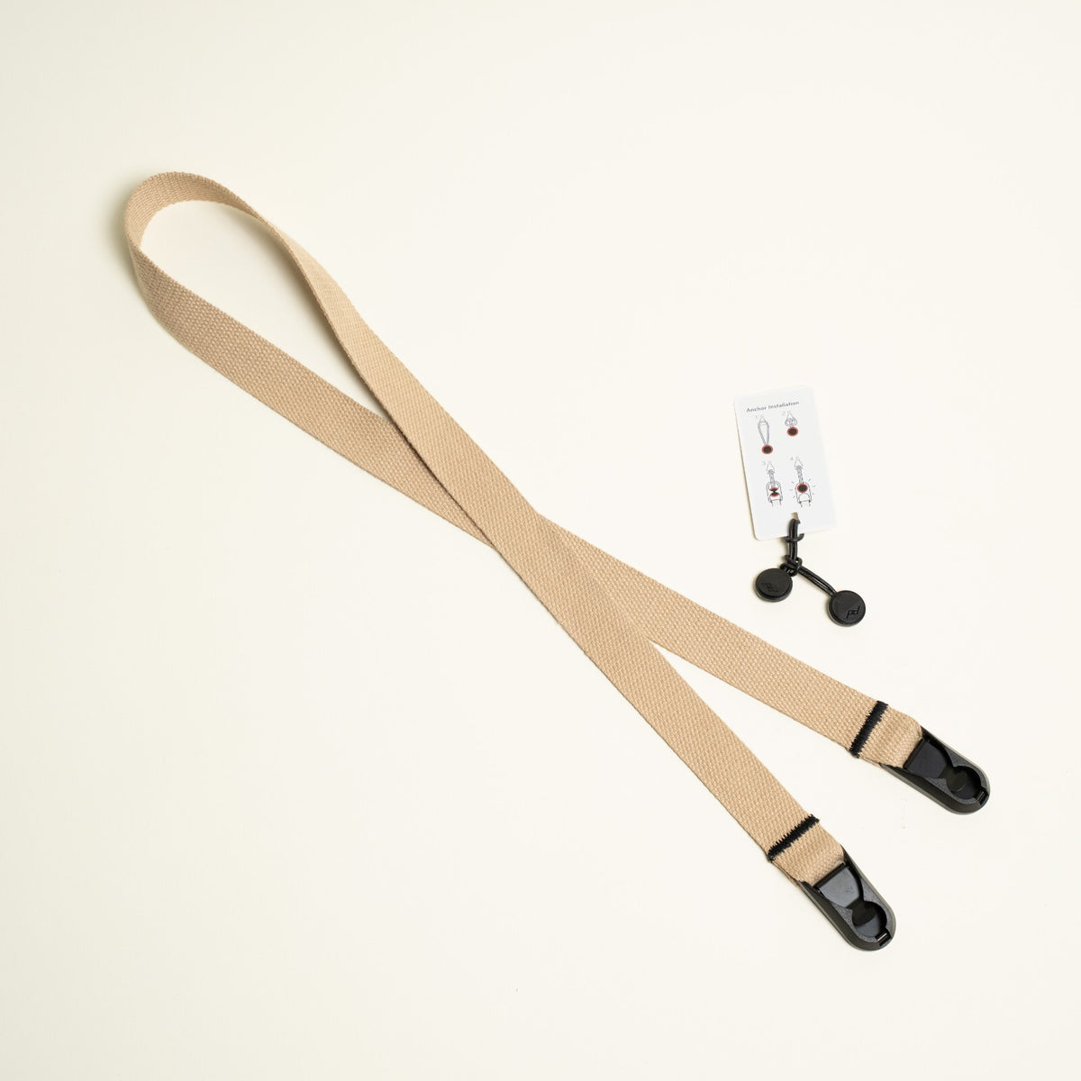 Cotton Camera Neck Strap 40" x 1", Navy Blue, Khaki or Olive Green + Peak Design Anchors