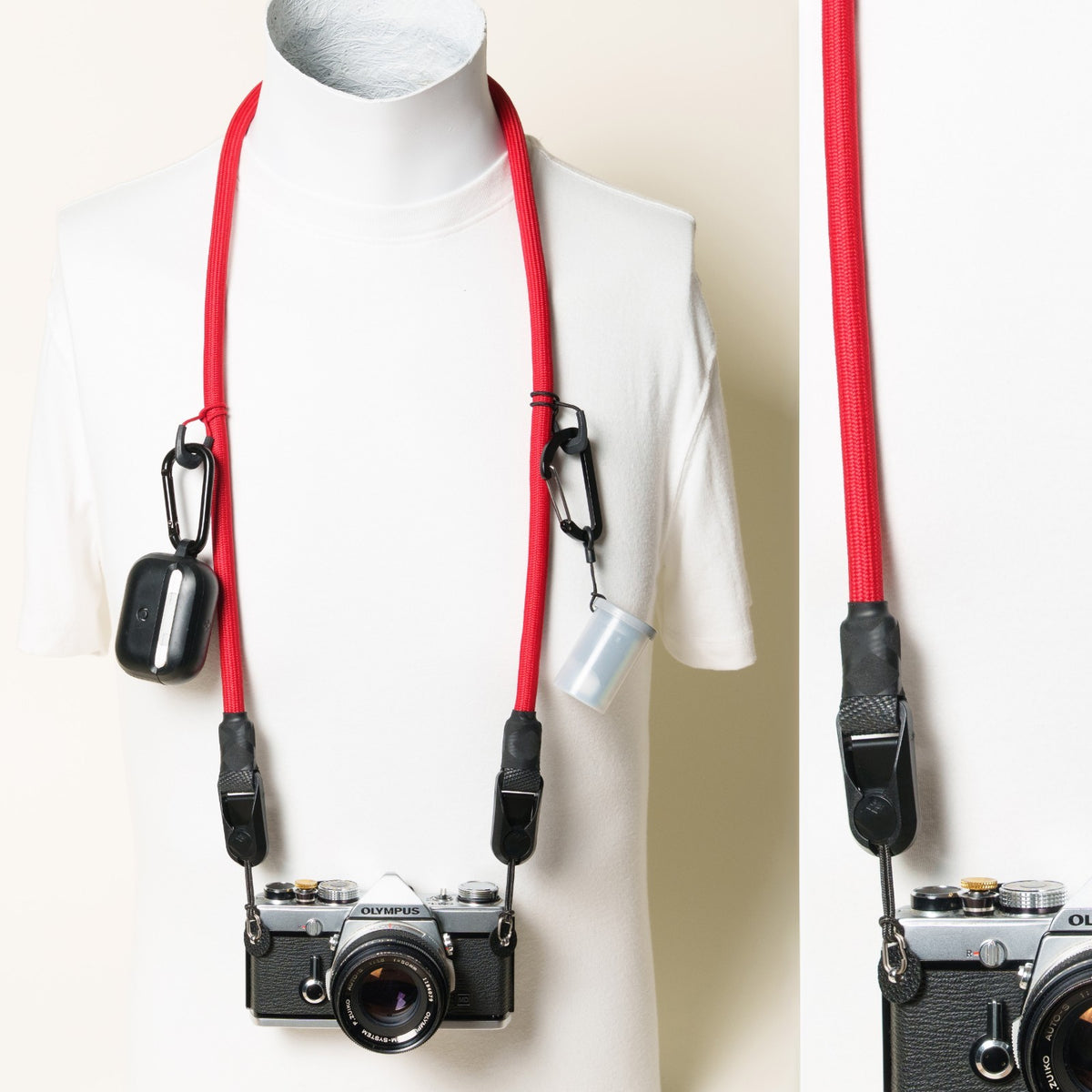 Red Climbing Rope Camera Neck Strap, 10mm, with Accessory Loops + Peak Design Anchors