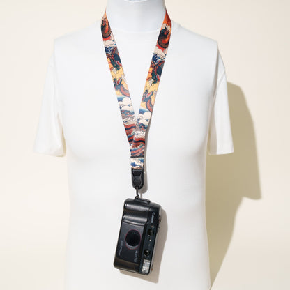 Japanese Print Camera Lanyard, Great Wave, Dragon or Anime, 1" x 38" + Peak Design Anchor