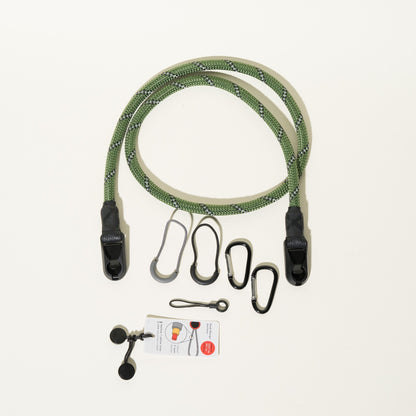 Green Climbing Rope Camera Strap 42" with Loop Mounts + Peak Design Anchors
