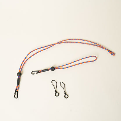 Blue & Orange Paracord Camera Strap, 38" Lanyard or 16" Wrist