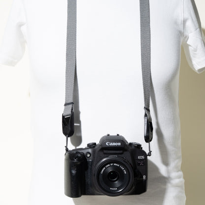 Grey Cotton Camera Strap Combo, 40" Neck + 18" Wrist + Peak Design Anchors