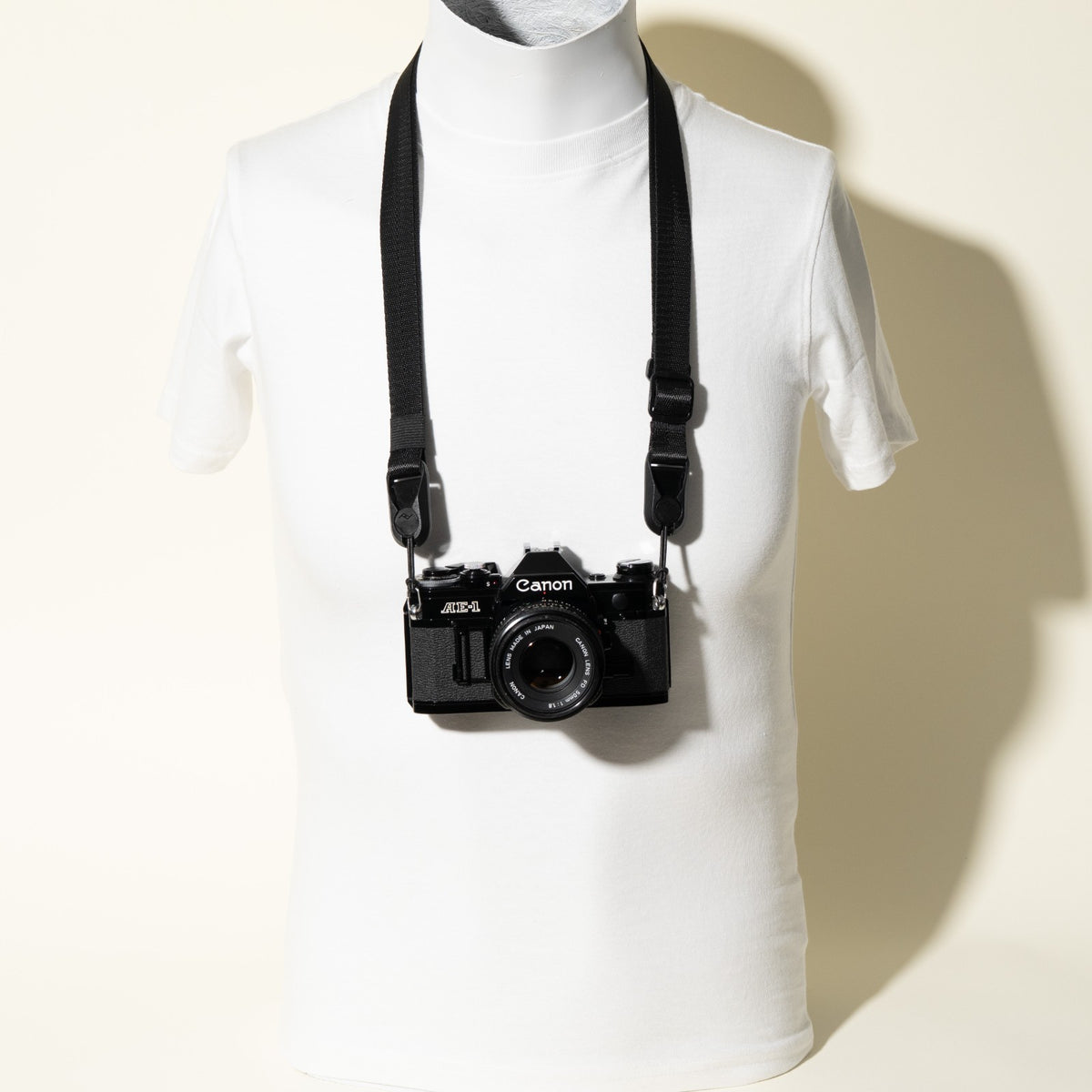 All-Black Nylon Camera Strap 1.25", Adjustable 32-58" + Peak Design Anchors