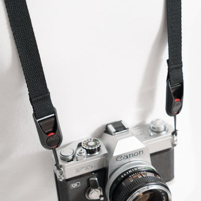Black Cotton Canvas Camera Strap Combo, 42" Neck + Wrist Strap