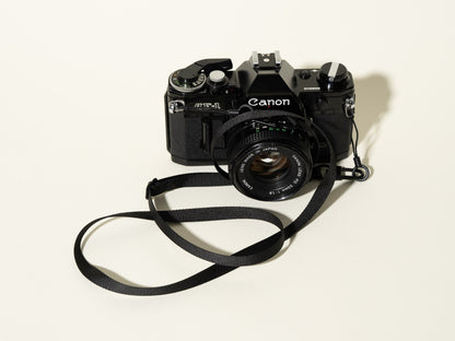 Slim Black Street Camera Strap, Adjustable 32-50", Swivel Clasp Quick Release