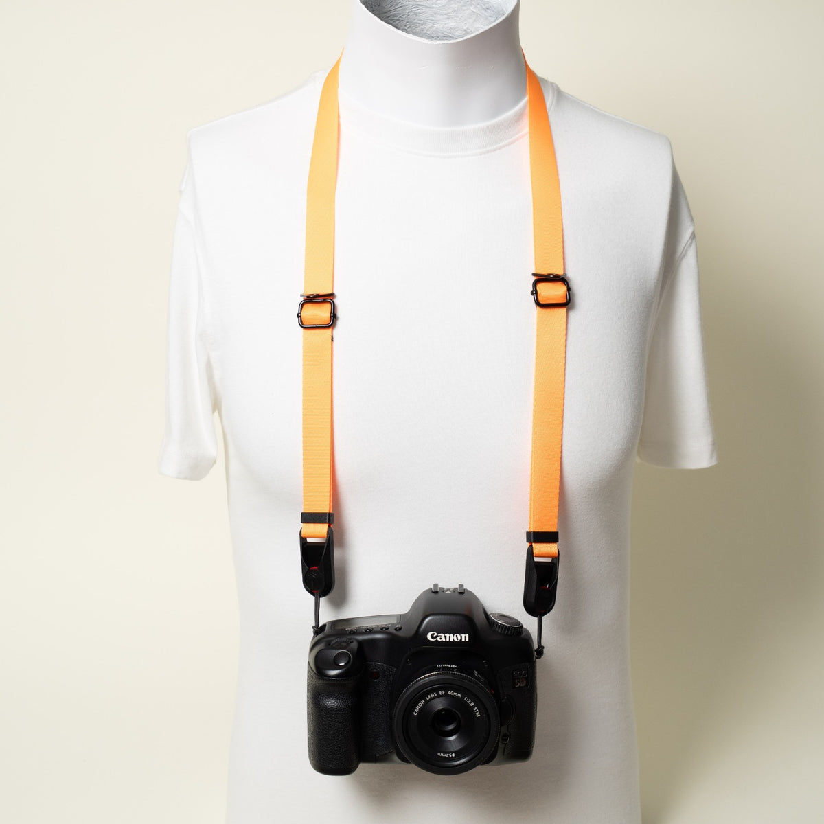 Orange Nylon Camera Strap, Dual Adjustable 26-50" or Wrist + Peak Design Anchors
