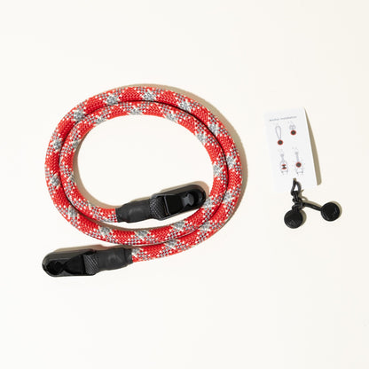 Thick 13mm Climbing Rope Camera Strap 42", Red & Grey + Peak Design Anchors