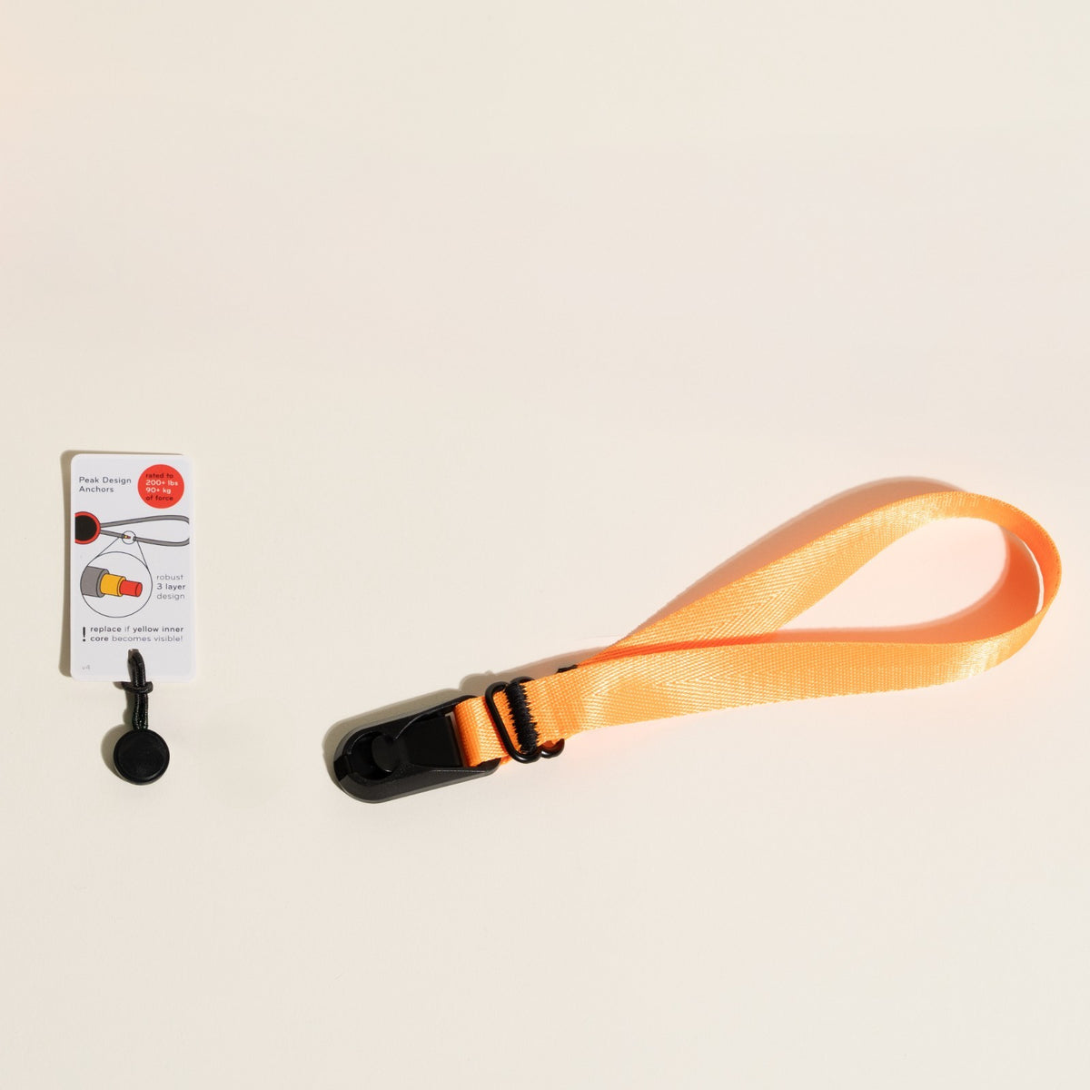Orange Nylon Camera Strap, Dual Adjustable 26-50" or Wrist + Peak Design Anchors
