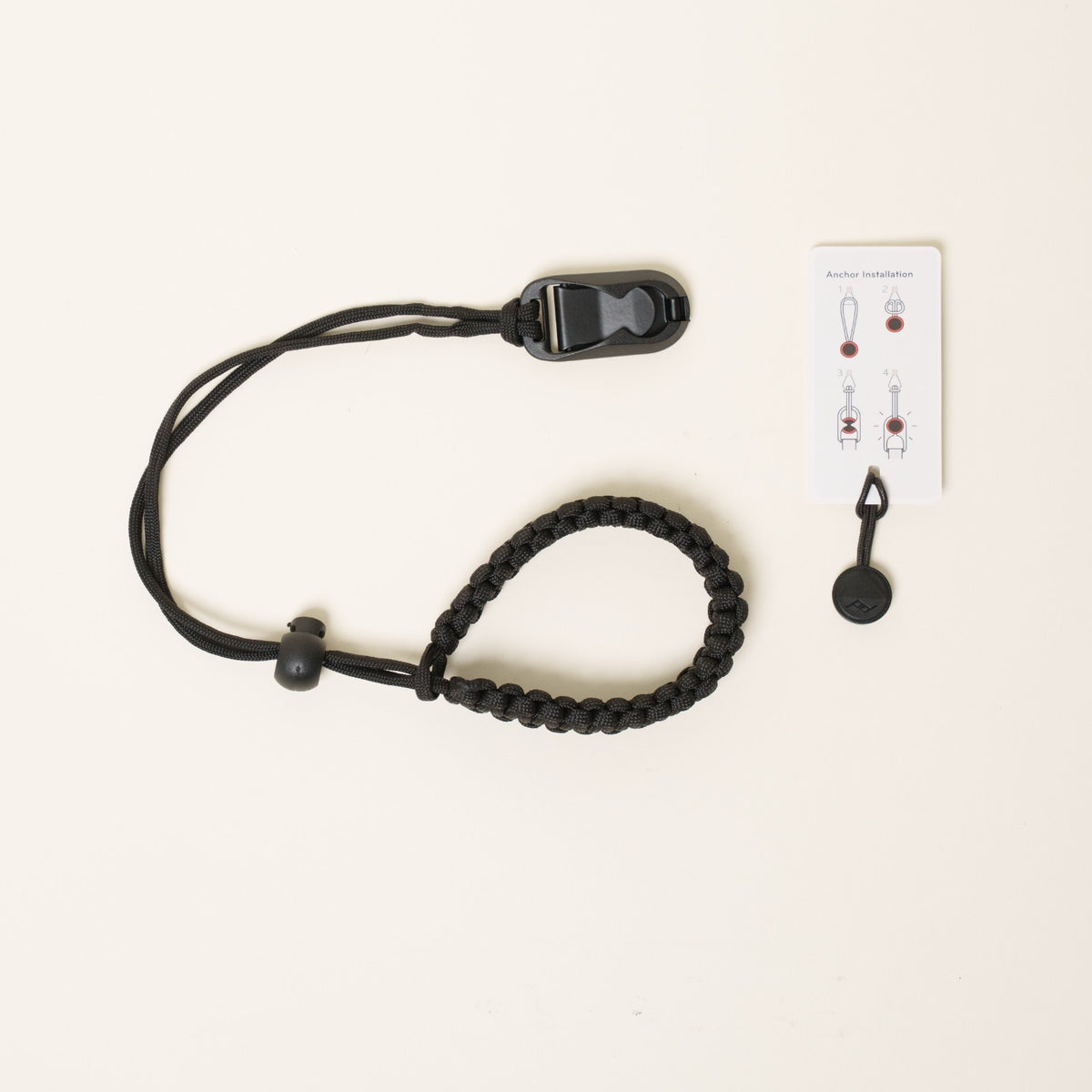 Black Braided Paracord Camera Strap, Neck 44" or Wrist + Peak Design Anchors
