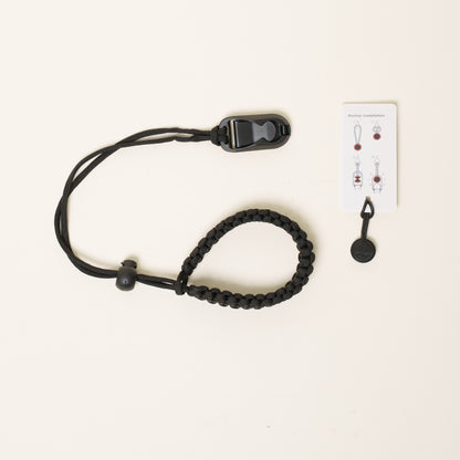 Black Braided Paracord Camera Strap, Neck 44" or Wrist + Peak Design Anchors