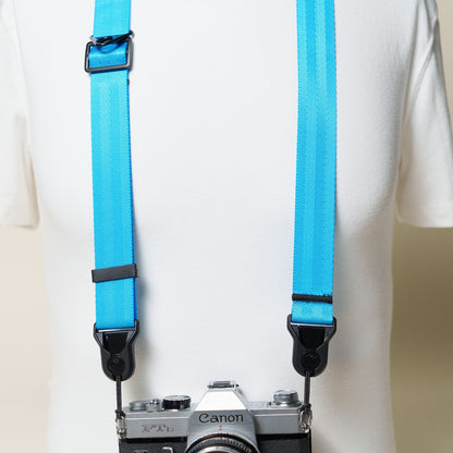 Blue, Red or Silver Nylon Camera Strap, 1.25" Wide 32-50" or Wrist + Peak Design Anchors
