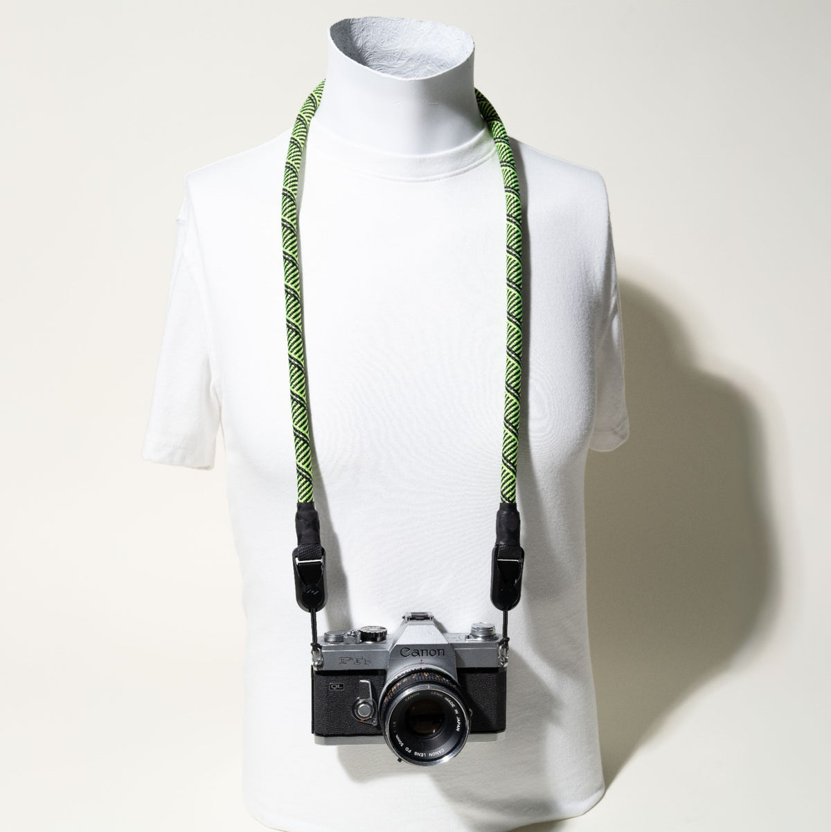 Lime Green & Black Climbing Rope Camera Strap, Neck 40" or Wrist + Peak Design Anchors
