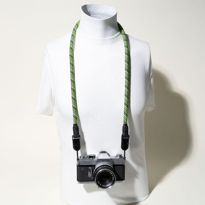 Lime Green & Black Climbing Rope Camera Strap, Neck 40" or Wrist + Peak Design Anchors