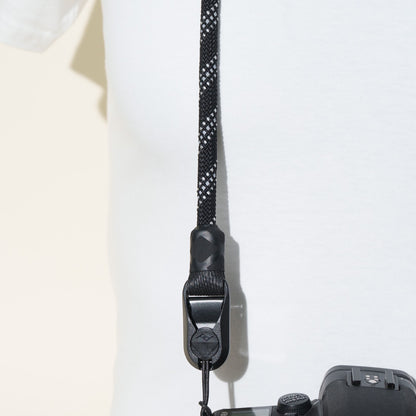 Black Reflective Rope Camera Strap, Neck 40", Wrist or Combo + Peak Design Anchors