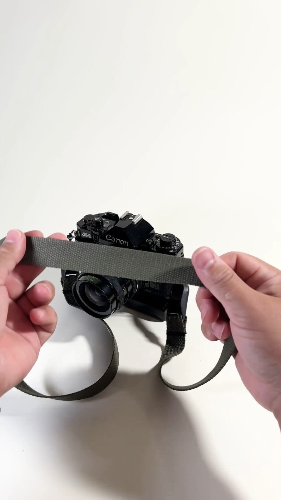 Cotton Camera Neck Strap 40" x 1", Navy Blue, Khaki or Olive Green + Peak Design Anchors