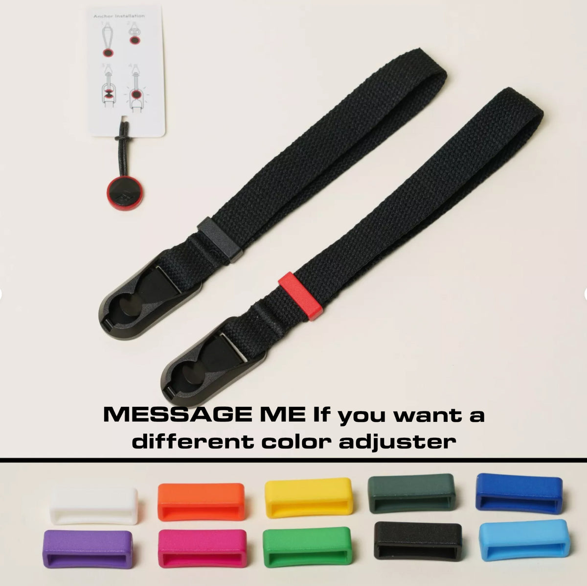 Cotton Camera Wrist Strap 16", Red, Yellow or Black + Peak Design Anchor