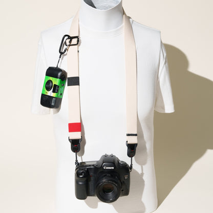 Off-White Heavy Duty Cotton Camera Strap 1.25", Adjustable 26-50" + Peak Design Anchors