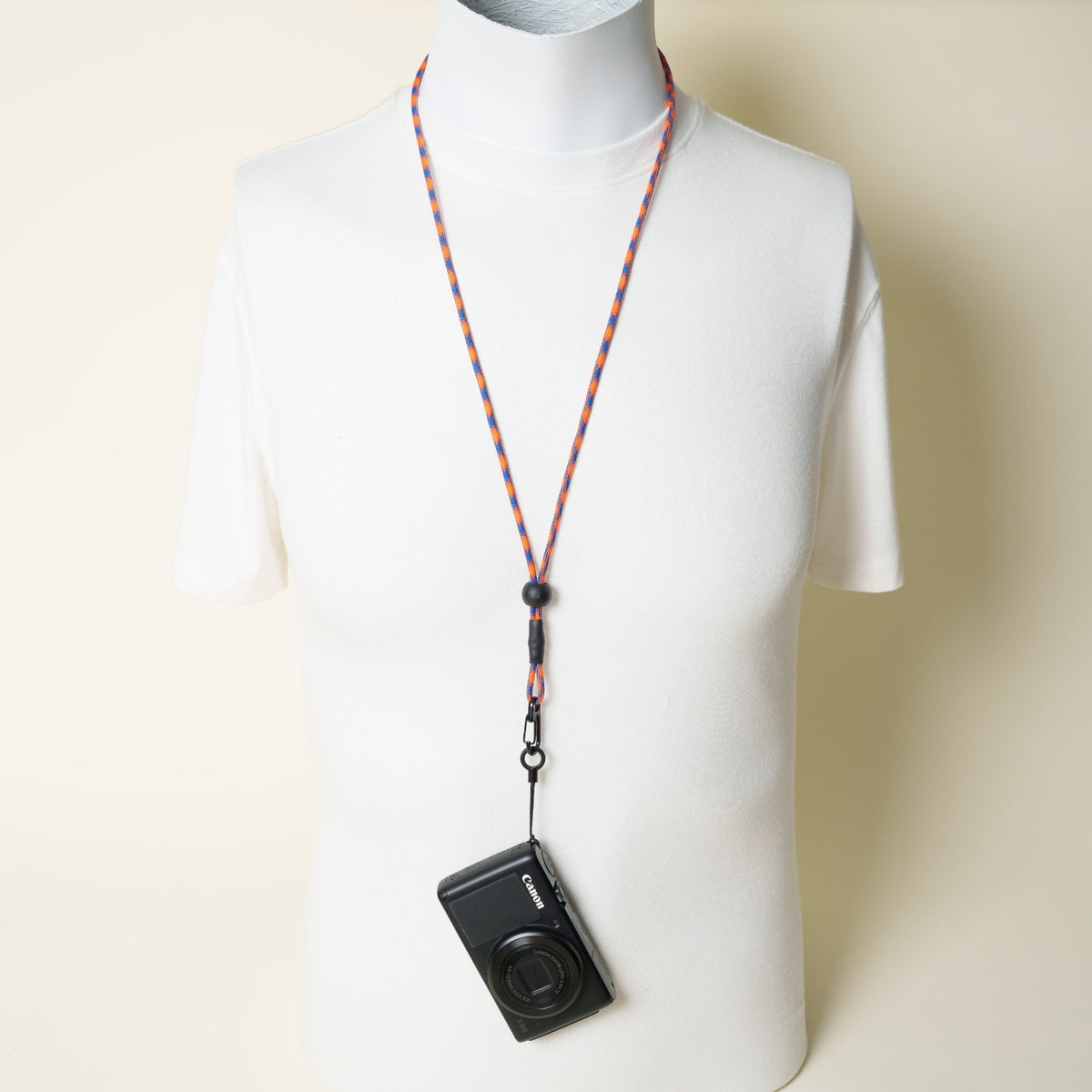 Blue & Orange Paracord Camera Strap, 38" Lanyard or 16" Wrist