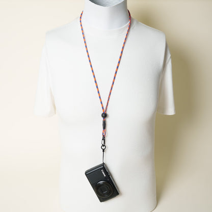 Blue & Orange Paracord Camera Strap, 38" Lanyard or 16" Wrist