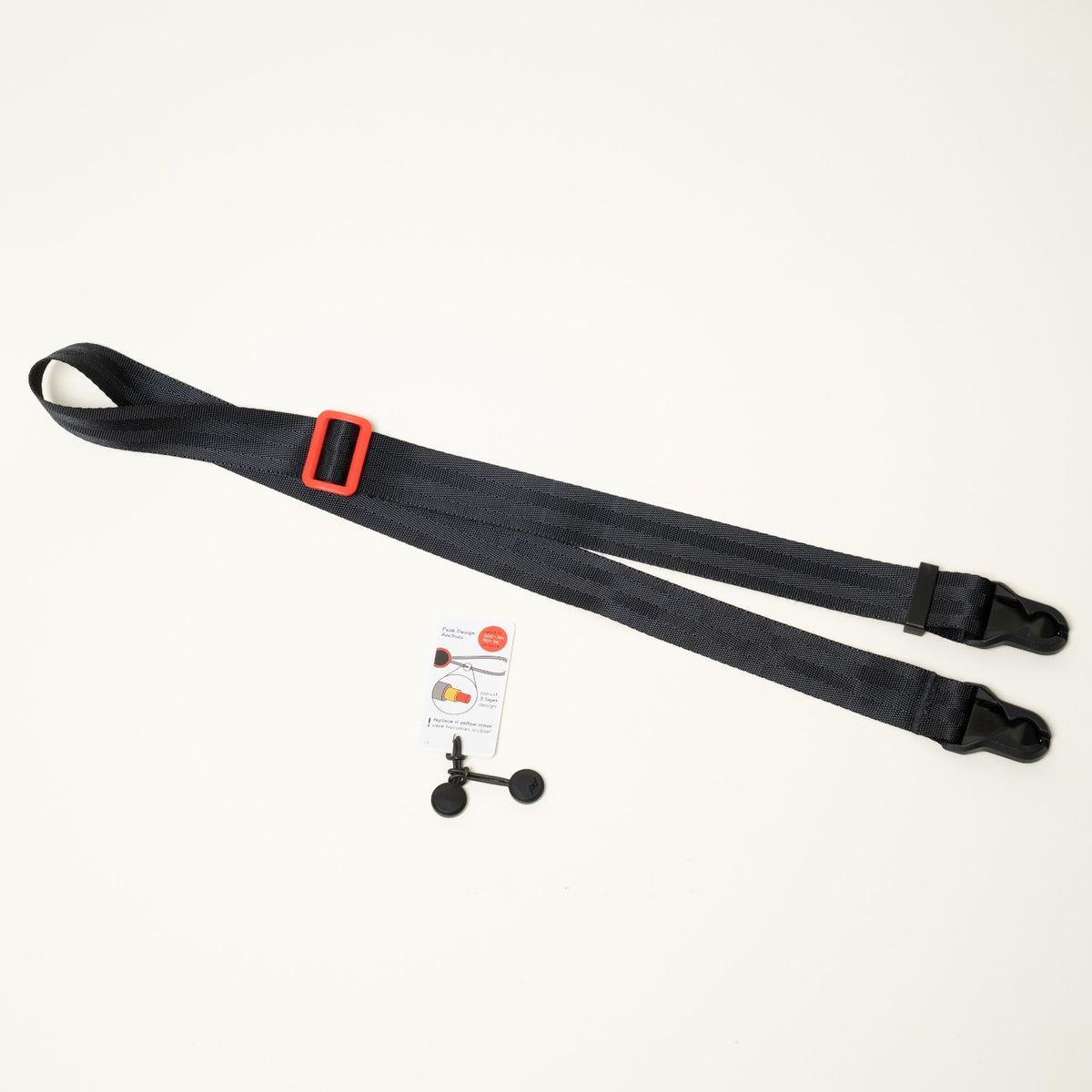 Black Nylon Camera Strap 1.25" with Color Tri-Glide + Peak Design Anchors