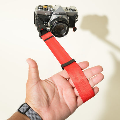 Blue, Red or Silver Nylon Camera Strap, 1.25" Wide 32-50" or Wrist + Peak Design Anchors
