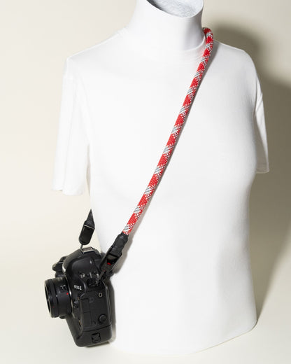Thick 13mm Climbing Rope Camera Strap 42", Red & Grey + Peak Design Anchors