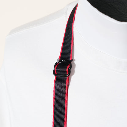 Black & Red Stripe Camera Strap Combo, Neck 22-40" + Wrist Strap