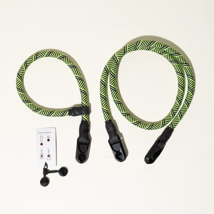 Lime Green & Black Climbing Rope Camera Strap, Neck 40" or Wrist + Peak Design Anchors