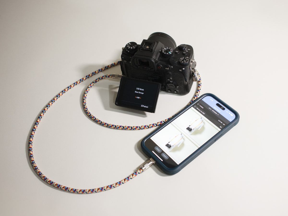 48" Camera Strap with Built-In USB-C Cable for Photo Transfer